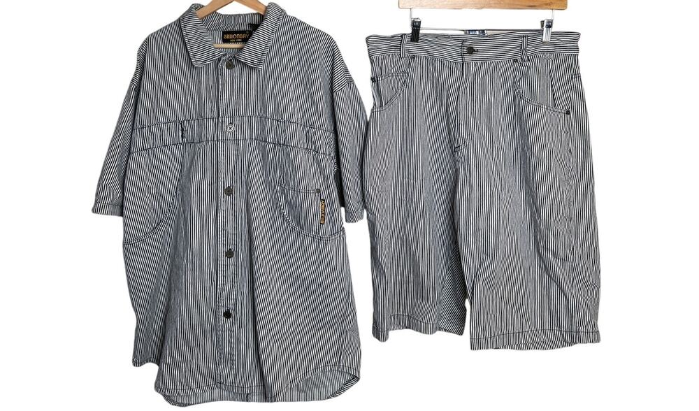 Vintage BillionBay New York 2XL Size 38 Baggy 100% Cotton Button Down & Shorts